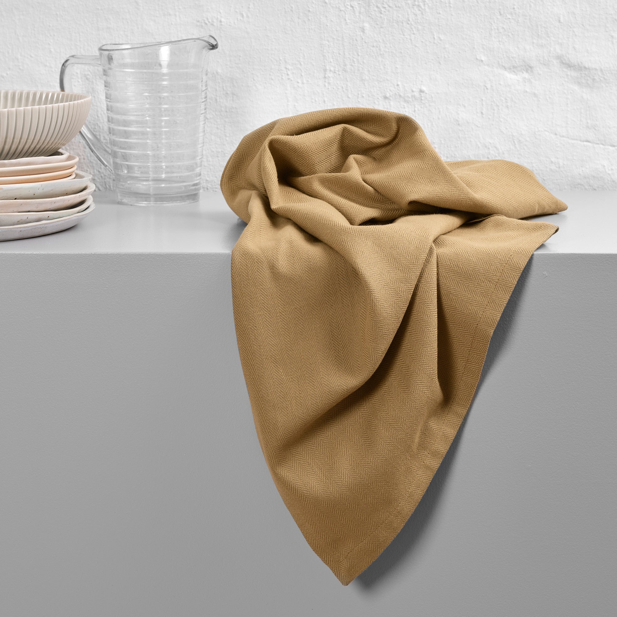 The Organic Company Kitchen Towel Herringbone 215 Khaki