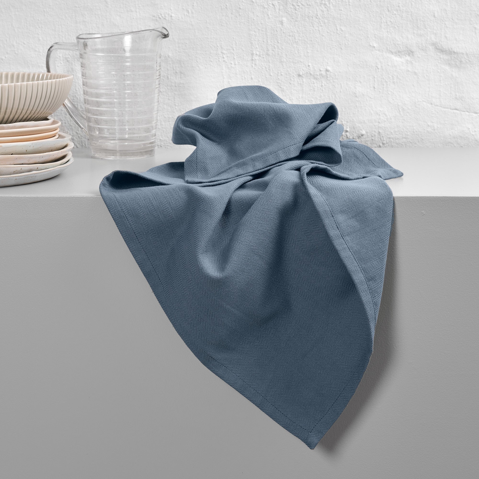 The Organic Company Kitchen Towel Herringbone 510 Grey blue