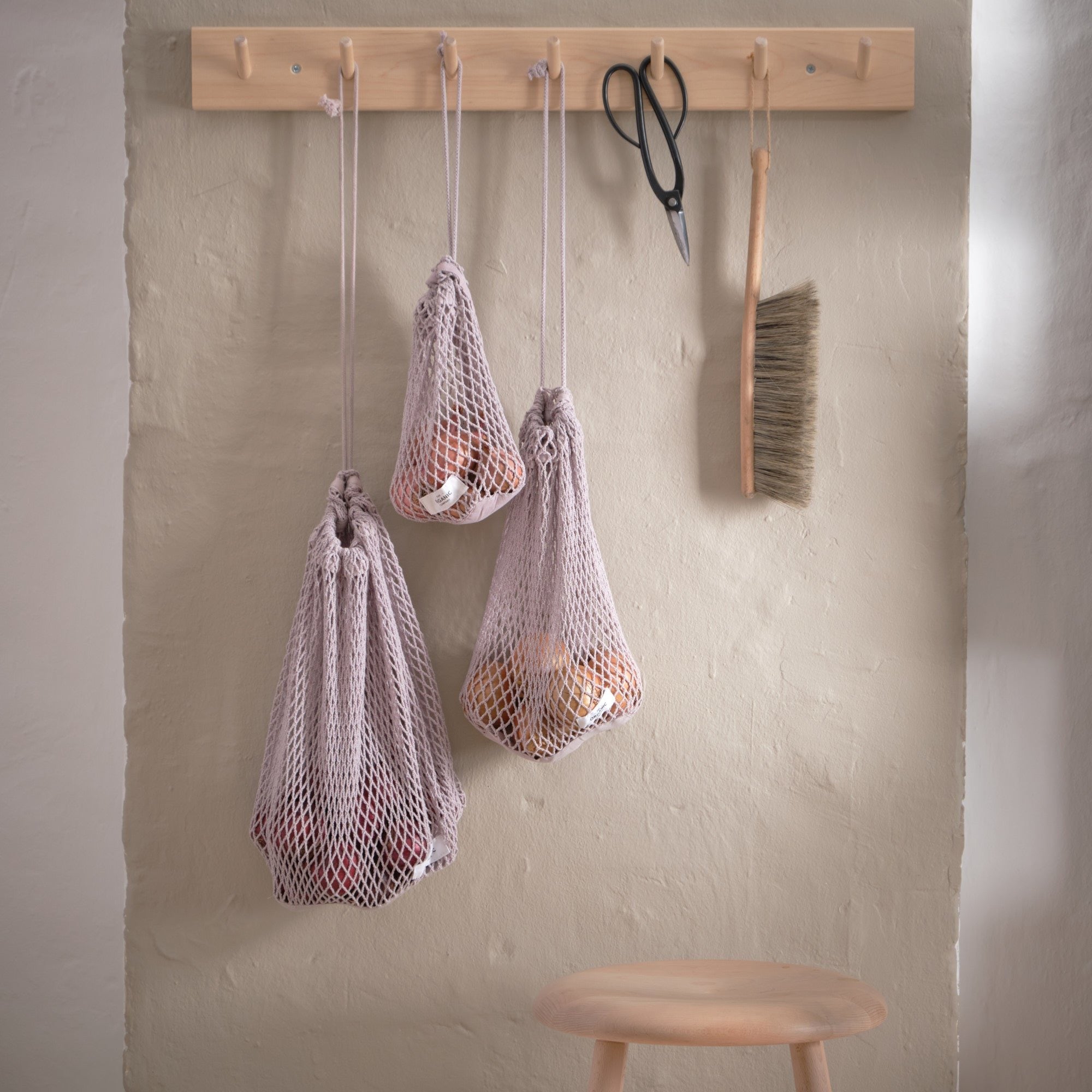 The Organic Company Net Bag Net Fabric (10's x 10's) 340 Dusty lavender - small+medium+large