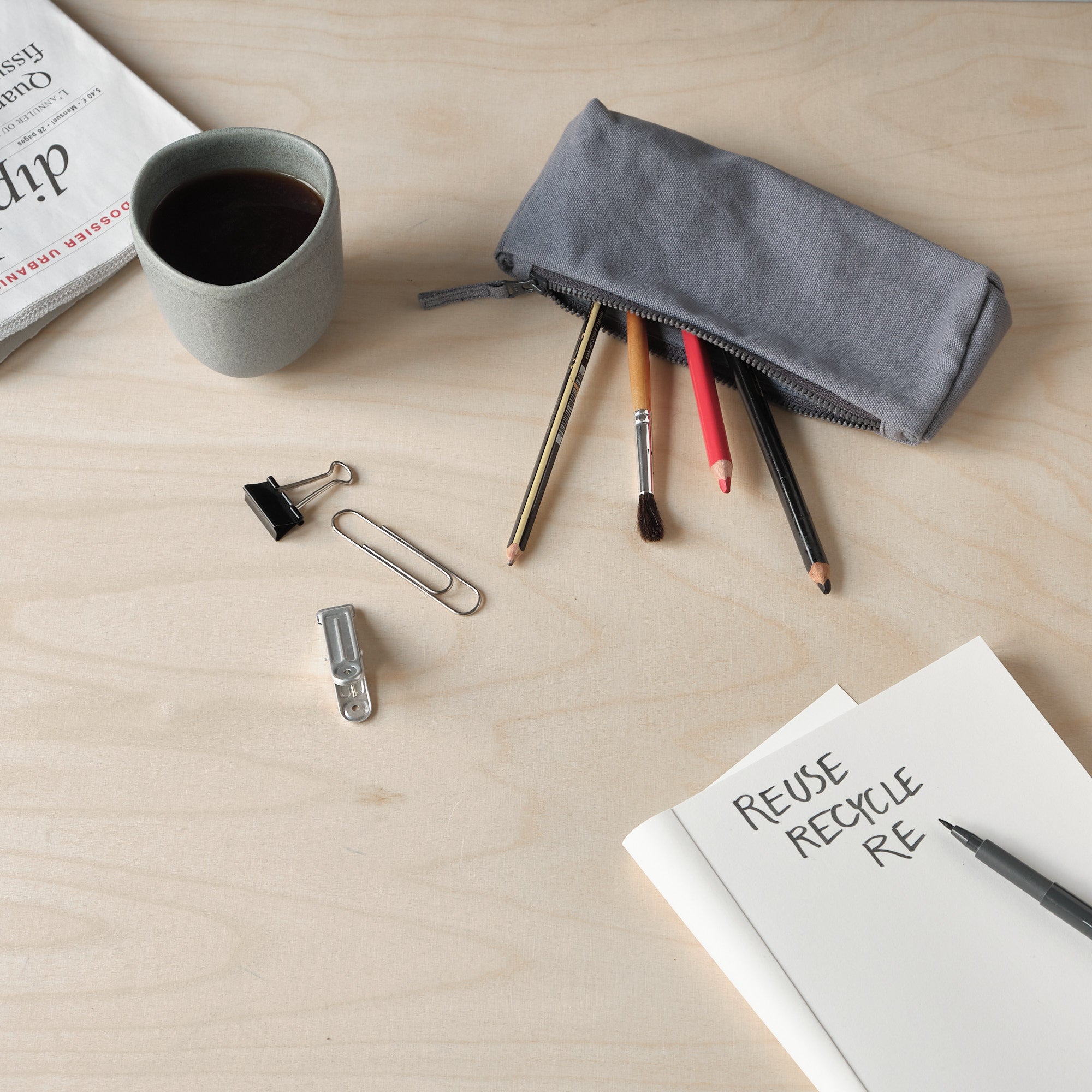 The Organic Company Pencil Case Heavy canvas 512 Hayao - grey blue