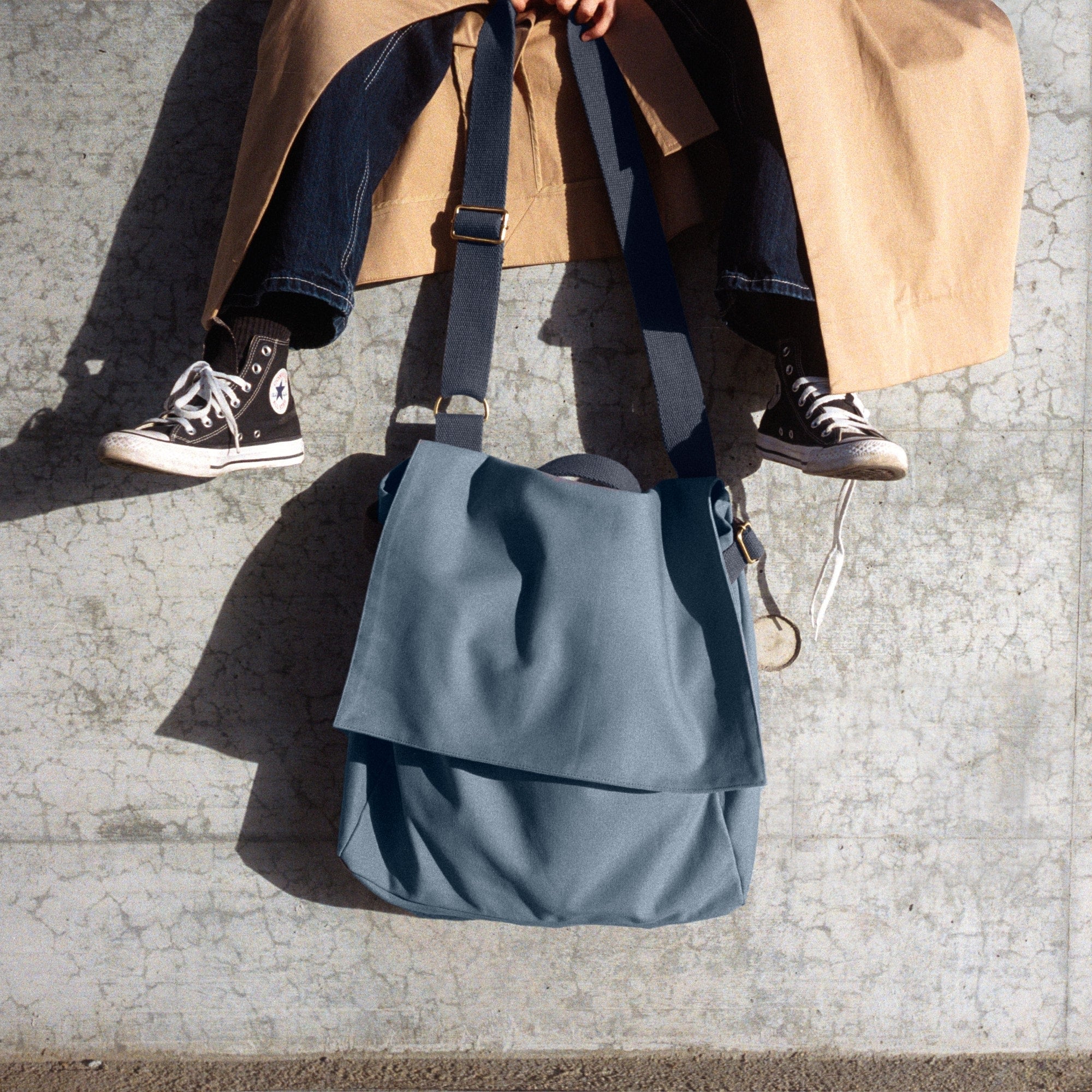 The Organic Company Big Shoulder Bag Heavy canvas 512 Hayao - grey blue
