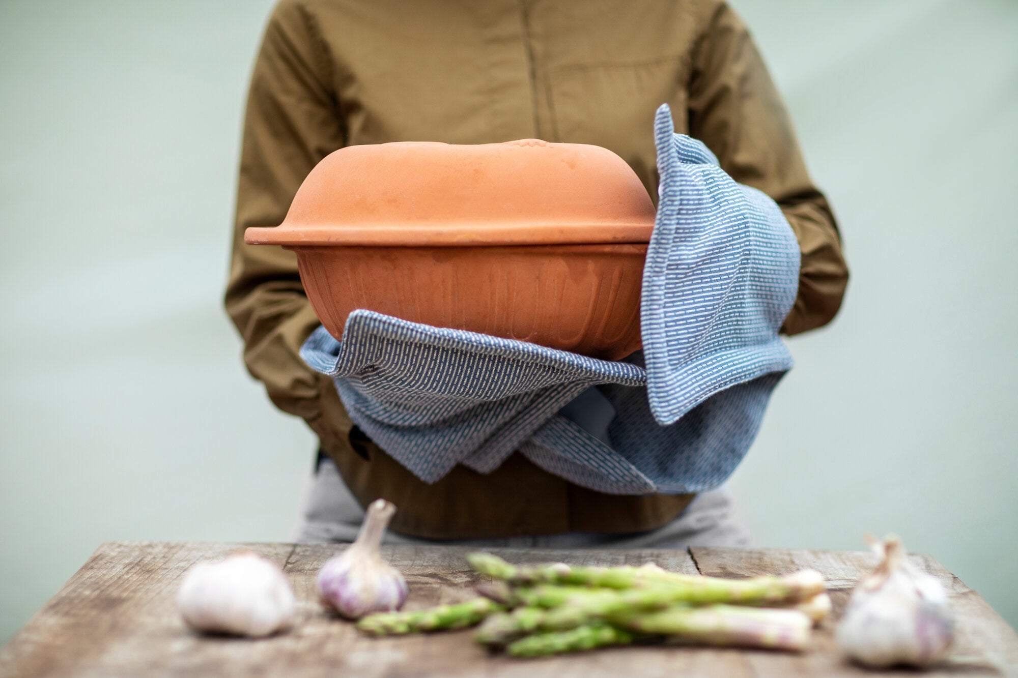 The Organic Company Oven Gloves Piqué 511 Grey blue stone