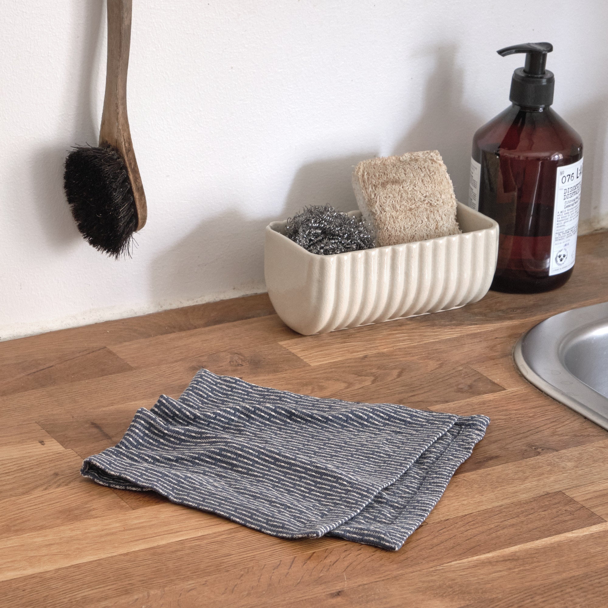 The Organic Company Urban kitchen cloth m (3 pack) Piqué 511 Grey blue stone