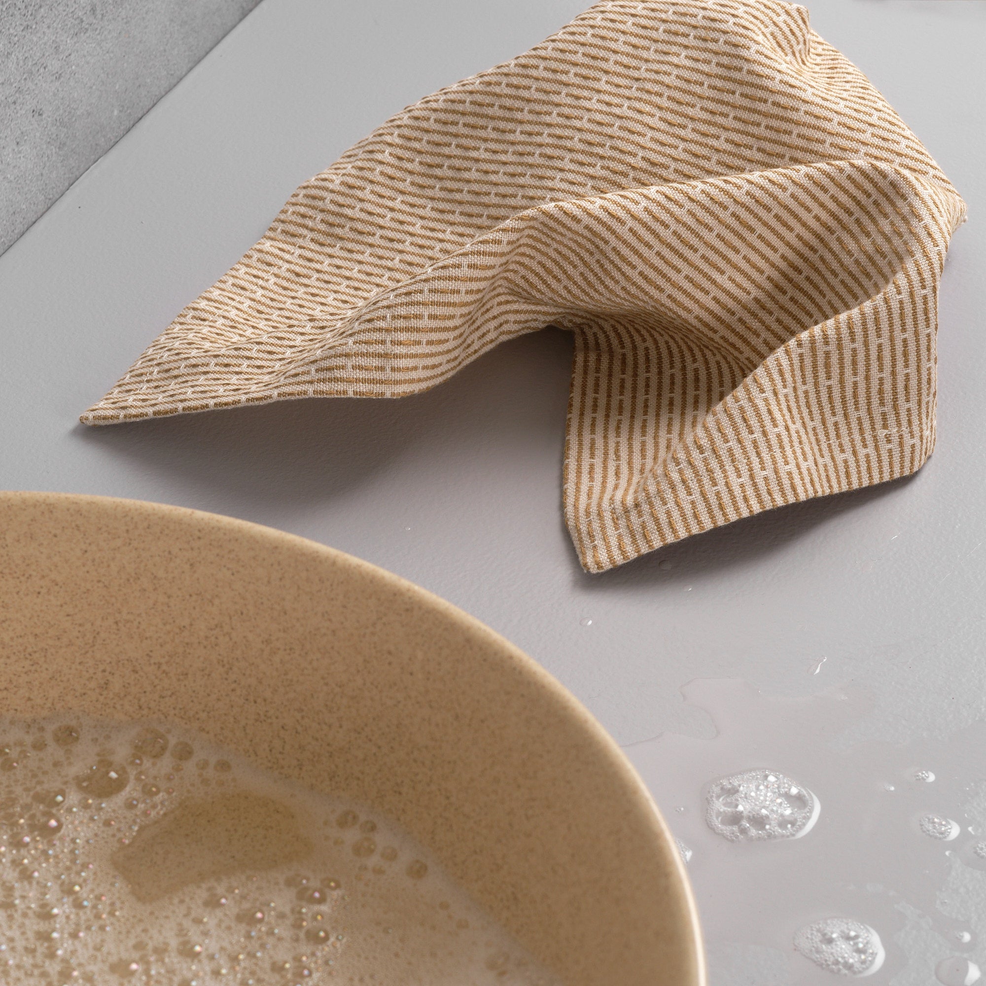 The Organic Company Kitchen Cloth Piqué 214 Stone khaki