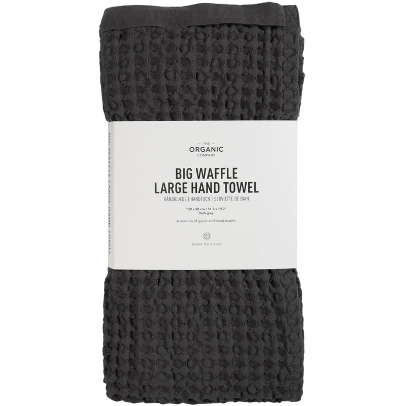 The Organic Company Big Waffle Large Hand Towel 130 x 50 cm Big Waffle 110 Dark grey