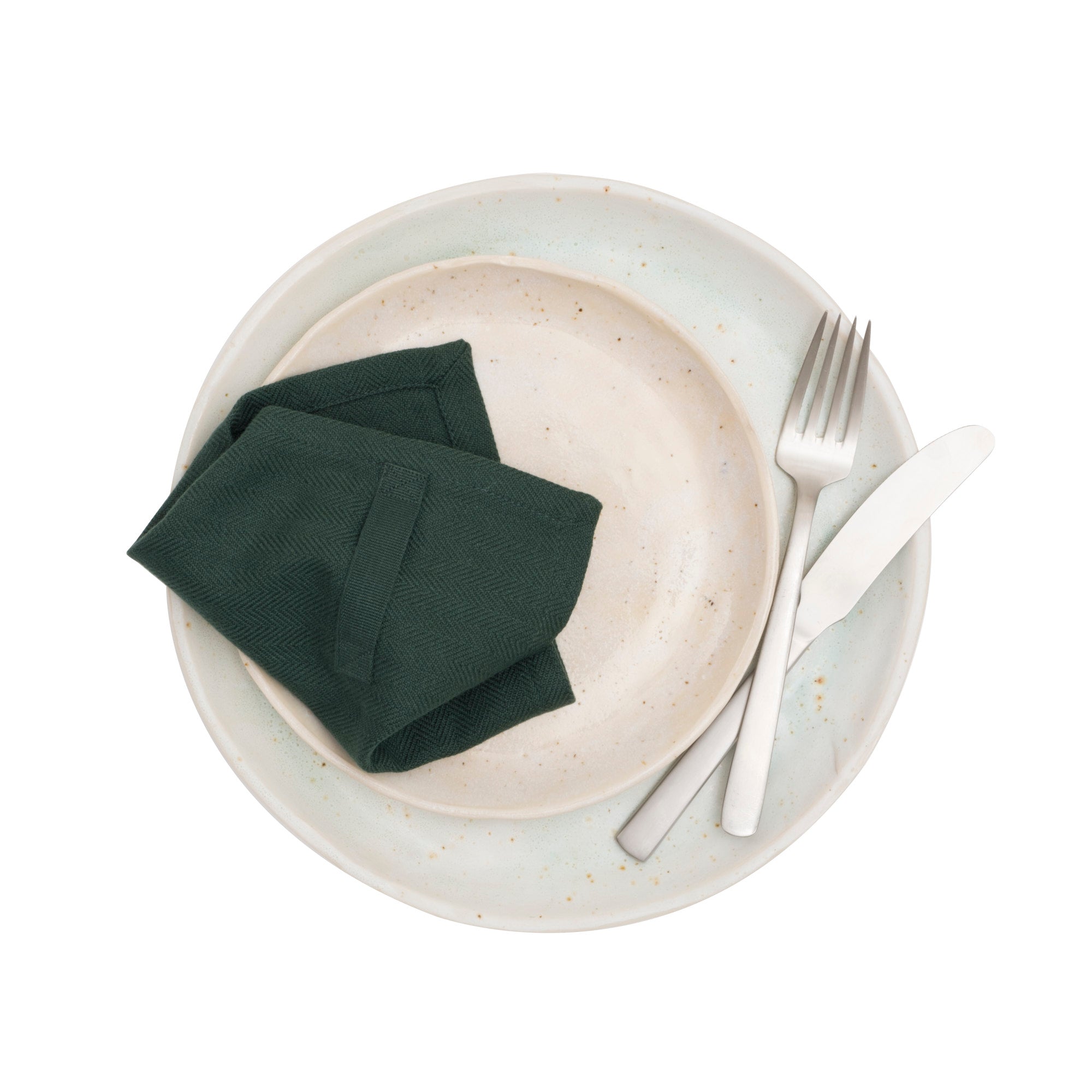 The Organic Company Everyday Napkin Herringbone 400 Dark green