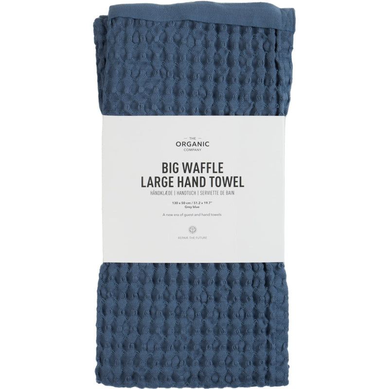 The Organic Company Big Waffle Large Hand Towel 130 x 50 cm Big Waffle 510 Grey blue