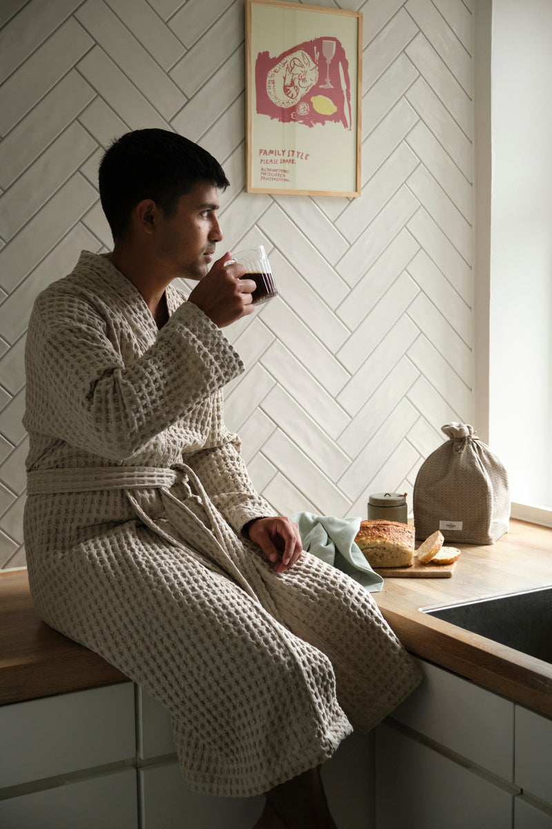 CHGBMOK Clearance Robe for Men Waffle Bathrobe Big and Tall Pockets  Sleepwear Soft Kimono Lightweight Nightgown Warm House Wear 