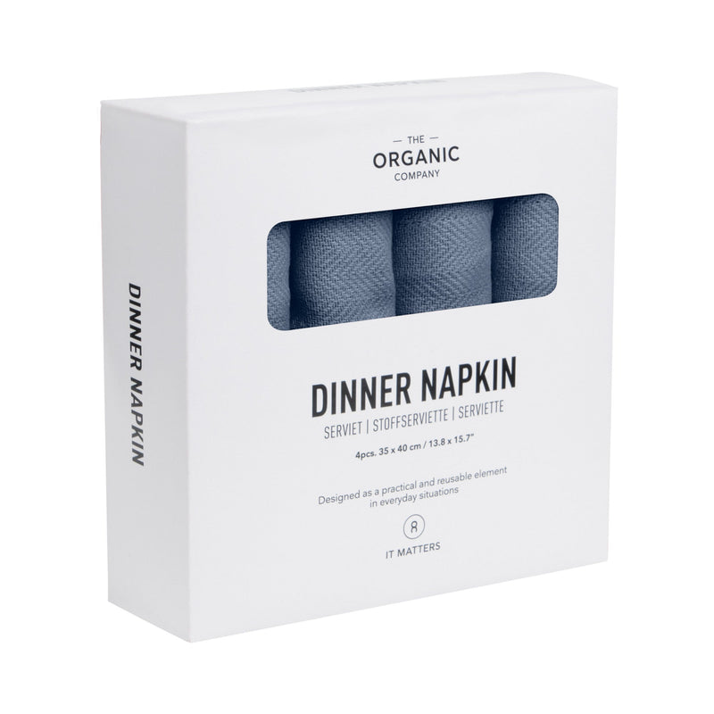 The Organic Company Dinner Napkins Herringbone 510 Grey blue